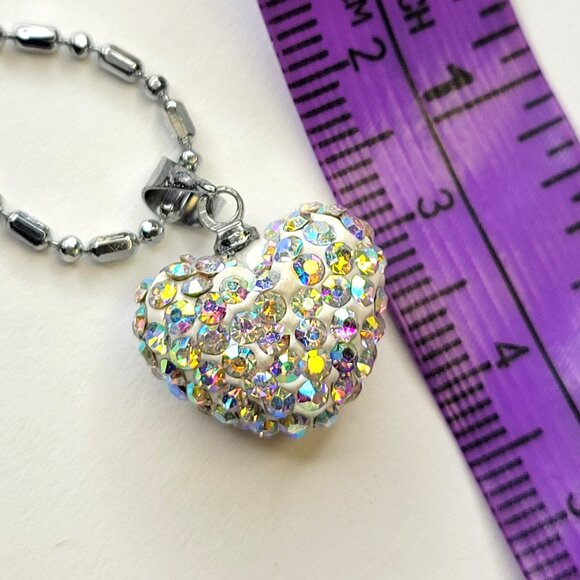White Crystal Heart Shape Pendant with Swaroski elements On18K Silver Ne… - Picture 7 of 11